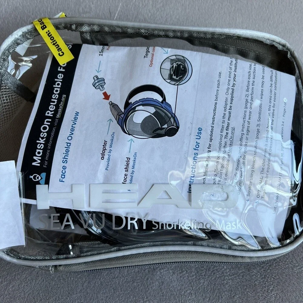 S/M Head Sea Vu Dry Full Face Snorkeling Mask And Bag Open Box